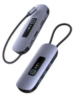 USAMS docking station US-SJ643, 8 θυρών, USB-C, 4K, 100W PD, LAN, γκρι - 6958444906454