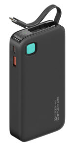 USAMS power bank CD224 με καλώδιο USB-C, 2x θύρες εξόδου, 10000mAh, 20W, μαύρο - 6958444910093
