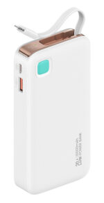 USAMS power bank CD225 με καλώδιο Lightning, 2x θύρες εξόδου, 10000mAh, 20W, λευκό - 6958444910130 - Image 2