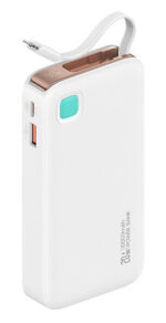 USAMS power bank CD225 με καλώδιο Lightning, 2x θύρες εξόδου, 10000mAh, 20W, λευκό - 6958444910130