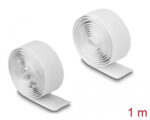 DELOCK αυτοκόλλητη ταινία τύπου Velcro 19061, 1mx20mm, λευκή - 4043619190614