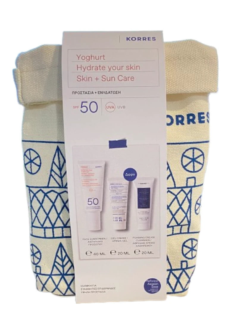 20230303110248_korres_yoghurt_set_me_antiliaki_krema_prosopou ΚΟΡΡΕΣ KORRES Yoghurt Σετ με Αντηλιακή Κρέμα-Gel Προσώπου SPF50 40ml, Ενυδατική Κρέμα 20ml και Αφρώδη Κρέμα Καθαρισμού 20ml - Image 1