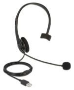 DELOCK headphones με μικρόφωνο 27177, mono, USB, volume control, μαύρα - 4043619271771