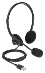 DELOCK headphones με μικρόφωνο 27178, stereo, USB, volume control, μαύρα - 4043619271788