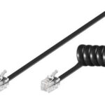 GOOBAY καλώδιο τηλεφώνου 50270, spiral, RJ10 4P4C, CCA, 2m, μαύρο - 4040849502705