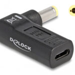 DELOCK αντάπτορας τροφοδοσίας 60011, USB-C σε 5.5x2.5mm, 90°, μαύρος - 4043619600113