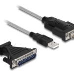 DELOCK καλώδιο USB σε RS-232 DB9 61314 με αντάπτορα DB25, 1.8m, μαύρο - 4043619613144