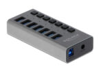 DELOCK USB hub 63669 με διακόπτες, 7x θυρών, 5Gbps, γκρι - 4043619636693