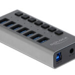 DELOCK USB hub 63669 με διακόπτες, 7x θυρών, 5Gbps, γκρι - 4043619636693