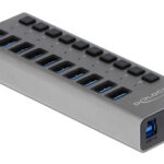 DELOCK USB hub 63670 με διακόπτες, 10x θυρών, 5Gbps, γκρι - 4043619636709