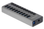 DELOCK USB hub 63670 με διακόπτες, 10x θυρών, 5Gbps, γκρι - 4043619636709