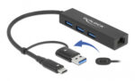DELOCK docking station 64149, 4 θυρών, USB & USB-C σύνδεση, μαύρο - 4043619641499