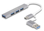 DELOCK USB hub 64214, 4x θυρών, 5Gbps, USB & USB-C σύνδεση, γκρι - 4043619642144