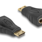 DELOCK αντάπτορας mini HDMI σε HDMI 65244, gold plated, μαύρος - 4043619652440
