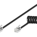 GOOBAY καλώδιο τηλεφώνου 68002, spiral, RJ10 4P4C, CCA, 4m, μαύρο - 4040849680021