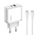 LDNIO φορτιστής τοίχου A2526C με καλώδιο, USB & USB-C, 45W PD, λευκός - 6933138600245