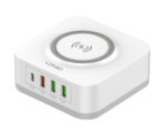 LDNIO σταθμός φόρτισης AW004, USB-C/3x USB/wireless, 32W, PD/QC, λευκός - 6933138600306