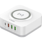 LDNIO σταθμός φόρτισης AW004, USB-C/3x USB/wireless, 32W, PD/QC, λευκός - 6933138600306