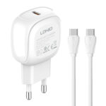 LDNIO φορτιστής τοίχου A1206C με καλώδιο USB-C, 1x USB-C, 27W PD, λευκός - 6933138600740