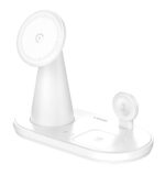 LDNIO ασύρματος φορτιστής WL01 με LED φωτισμό, 3 σε 1, 15W, λευκός - 6933138602843