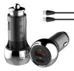 LDNIO φορτιστής αυτοκινήτου C1 με καλώδιο, USB & USB-C, 38W PD, μαύρος - - Image 2