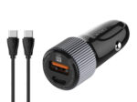 LDNIO φορτιστής αυτοκινήτου C510Q με καλώδιο, USB & USB-C, 38W, μαύρος - 6933138690949