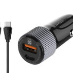 LDNIO φορτιστής αυτοκινήτου C510Q με καλώδιο, USB & USB-C, 38W, μαύρος - 6933138690949