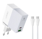 LDNIO φορτιστής τοίχου A2620C με καλώδιο, USB & USB-C, 65W PD, λευκός - 6933138691137