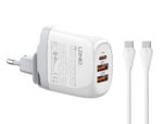 LDNIO φορτιστής τοίχου A3511Q με καλώδιο, USB-C/2x USB, 65W, GaN, λευκός - 6933138692028 - Image 2