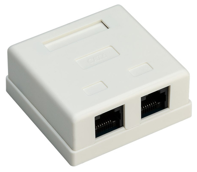 77633 GOOBAY επιτοίχια πρίζα δικτύου 77633, 2 θύρες RJ45, CAT 6 UTP, λευκή - 4040849776335 - Image 1