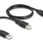 DELOCK καλώδιο USB σε 2x USB 80000, 480Mbps, 70cm, μαύρο - 4043619800001
