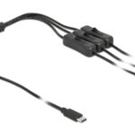 DELOCK καλώδιο USB Type-C σε 3x DC 5.5 x 2.1mm 86801, 1m, μαύρο - 4043619868018