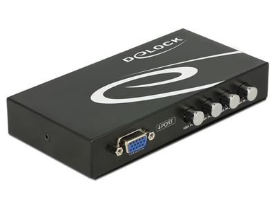 87635 DELOCK VGA switch 87635, 4 σε 1, 1080p, bidirectional, μαύρο - 4043619876358 - Image 1