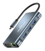 POWERTECH docking station BYL-2311 8 θυρών, USB-C σύνδεση, 100W PD, γκρι - 2023231100002