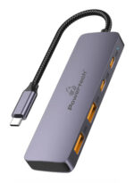 POWERTECH USB hub CAB-UC082, 4x θυρών, 10Gbps, USB-C σύνδεση, γκρι - 5210131078914