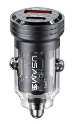 USAMS φορτιστής αυτοκινήτου US-CC175, USB & USB-C, 45W, QC & PD, μαύρος - 6958444904160