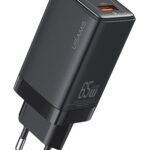 USAMS φορτιστής τοίχου US-CC180, USB & 2x USB-C, 65W PD, GaN, μαύρος - 6958444905167