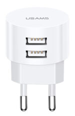 USAMS φορτιστής τοίχου T20, 2x USB, 2.1A, λευκός - 6958444970035