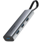 CABLETIME USB hub CT-HUBP4, 4x θυρών, 5Gbps, USB-C σύνδεση, γκρι - 5210131058367