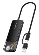 CABLETIME USB hub CT-HUBT3-PB, 4x θυρών, 5Gbps, USB/USB-C σύνδεση, μαύρο - 5210131075111