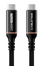 CABLETIME καλώδιο USB-C σε USB-C CT-USB4, 240W, 40Gbps, 8K/60Hz, USB4, 1m, μαύρο - 5210131094747