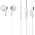 CELEBRAT earphones με μικρόφωνο D12, USB-C σύνδεση, Φ14.2mm, 1.2m, λευκά - 6925146951150
