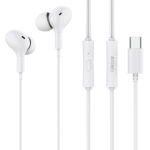CELEBRAT earphones με μικρόφωνο D13, USB-C σύνδεση, Φ10mm, 1.2m, λευκά - 6925146951174