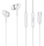 CELEBRAT earphones με μικρόφωνο D13, USB-C σύνδεση, Φ10mm, 1.2m, λευκά - 6925146951174