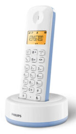 PHILIPS ασύρματο τηλέφωνο D1601S-34, με ελληνικό μενού, λευκό-μπλε - 4895229122109