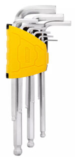 DELI σετ κλειδιά Allen DL3088 με μακρύ βραχίονα, 1.5-10mm, Cr-V, 9τμχ - 6974173013331