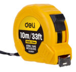 DELI μέτρο DL9010Y, με κλείδωμα & clip ζώνης, 10m/33ft x 25mm - 6973107487002
