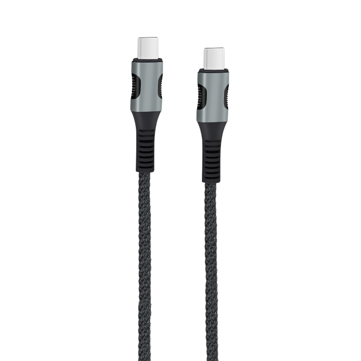 EBCUSBCUSBCFAB-BLK_PNG_01 EGOBOO ChargeFlow Fabric Cable USB-C to USB-C, 1.2m, Black - Image 1