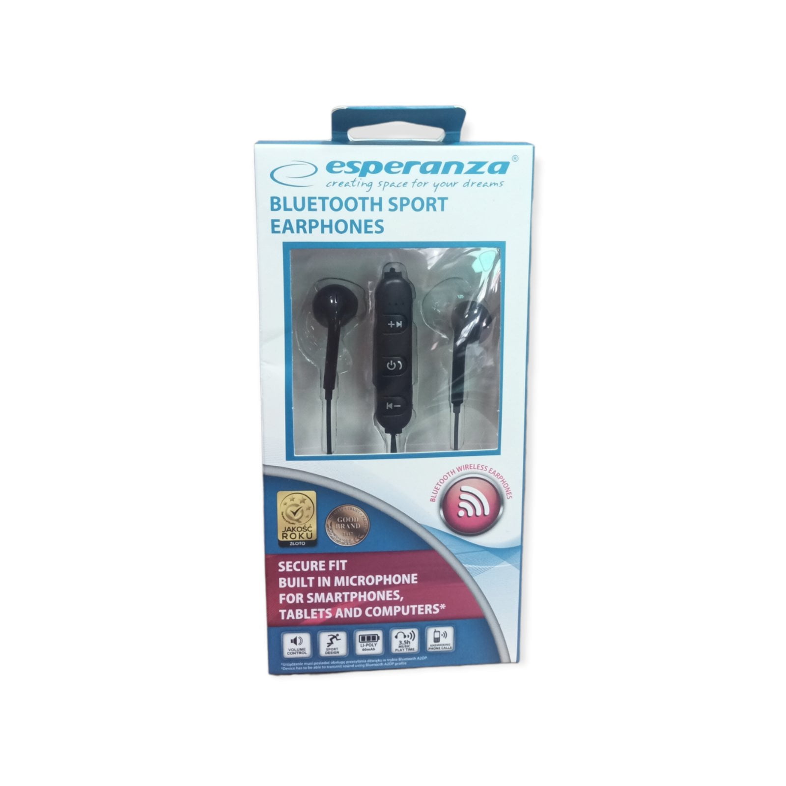 Esperanza-Bluetooth Esperanza EH187K In-ear Bluetooth Handsfree Ακουστικά με Αντοχή στον Ιδρώτα Μαύρα - Image 1