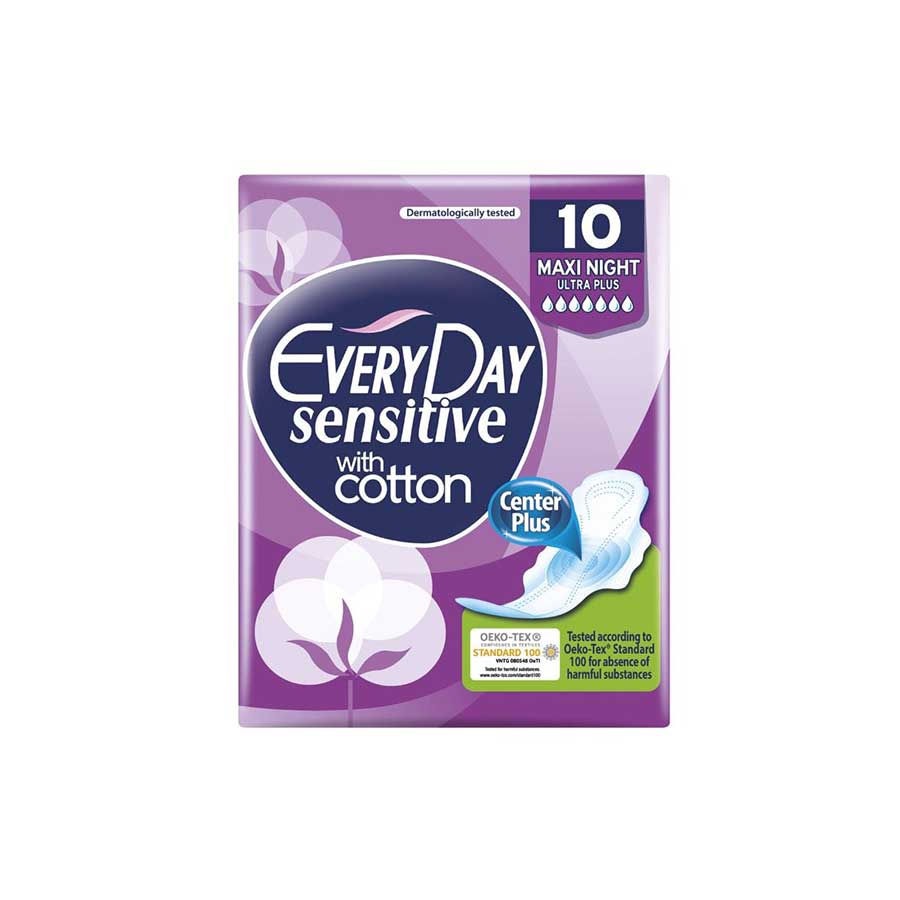 EveryDay-Sensitive-With-Cotton-10Maxi-Night-Ultra-Plus-1 Σερβιέτες Every Day Sensitive Maxi Night Ultra Plus 10τμχ - Image 1